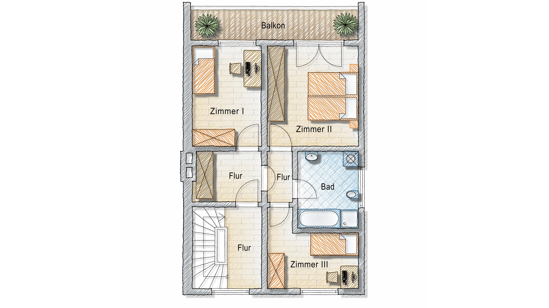 Morsbach: Doppelhaus im Zentrum, Grundriss - Obergeschoss